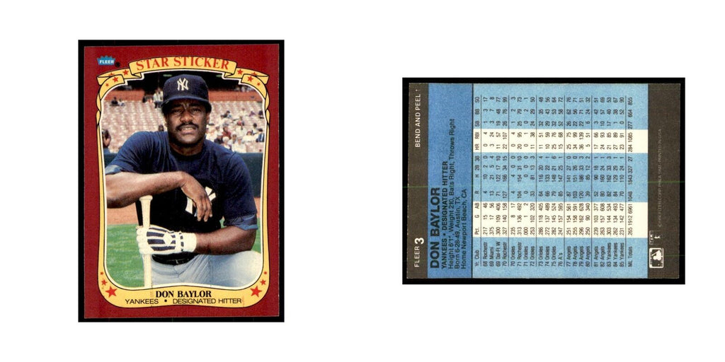 1986 Fleer Star Stickers Don Baylor Baseball Cards #3