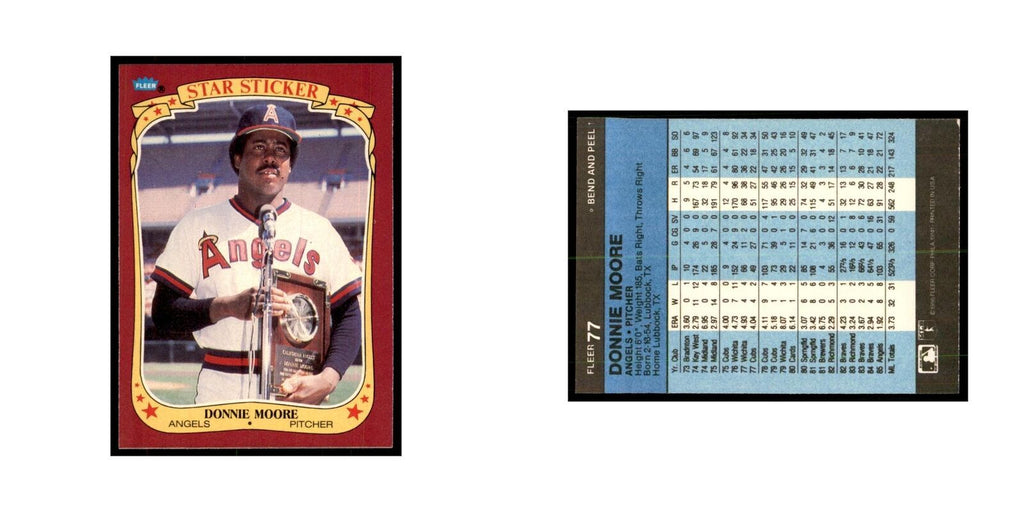1986 Fleer Star Stickers Donnie Moore Baseball Cards #77