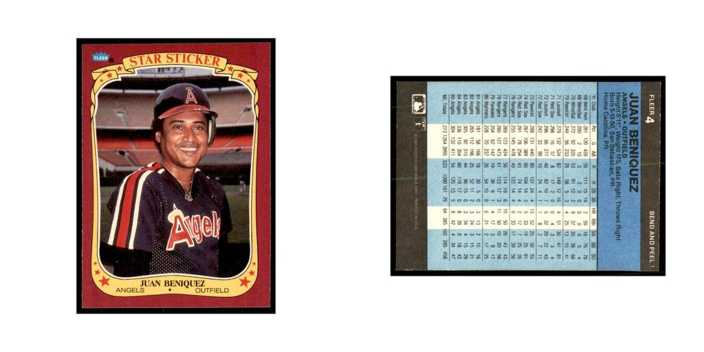 1986 Fleer Star Stickers Juan Beniquez Baseball Cards #4