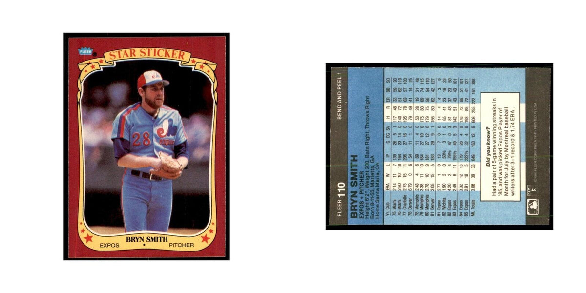 1986 Fleer Star Stickers Bryn Smith Baseball Cards #110