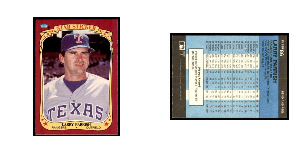 1986 Fleer Star Stickers Larry Parrish Baseball Cards #86
