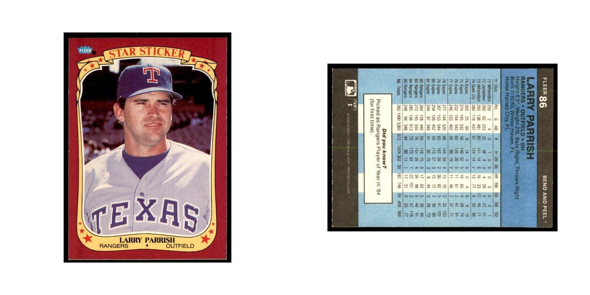 1986 Fleer Star Stickers Larry Parrish Baseball Cards #86