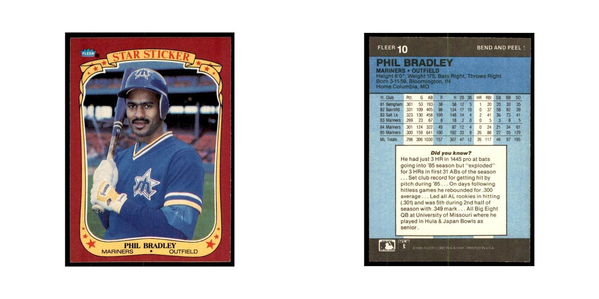 1986 Fleer Star Stickers Phil Bradley Baseball Cards #10