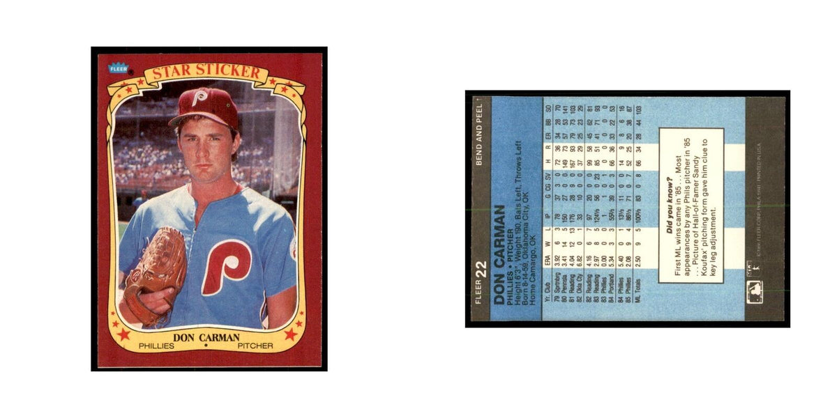 1986 Fleer Star Stickers Don Carman Baseball Cards #22
