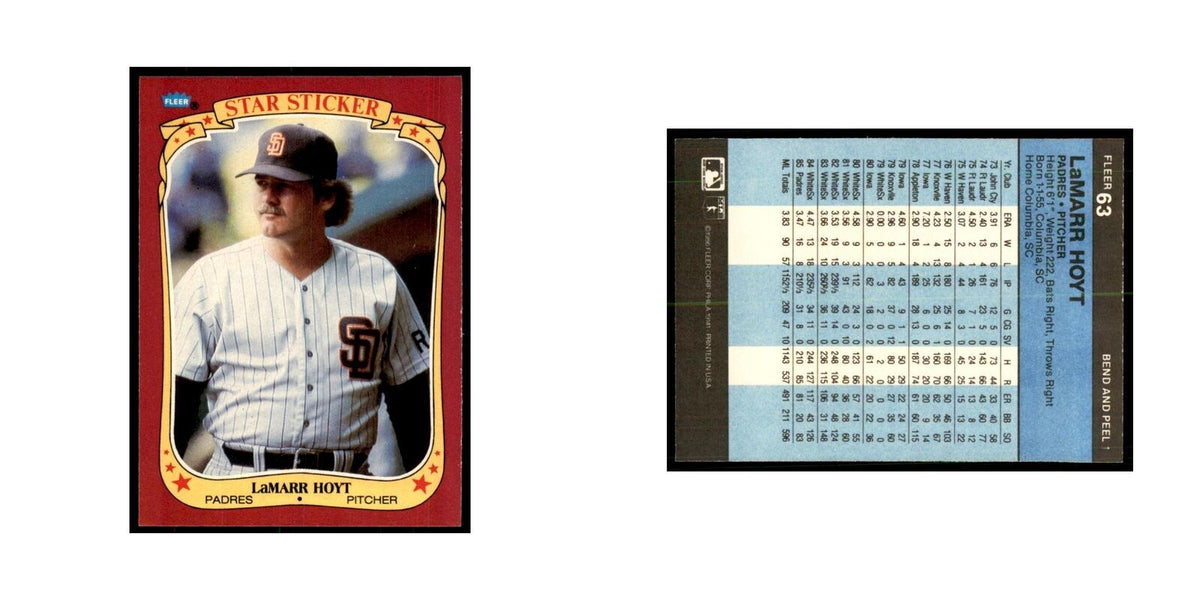 1986 Fleer Star Stickers LaMarr Hoyt Baseball Cards #63