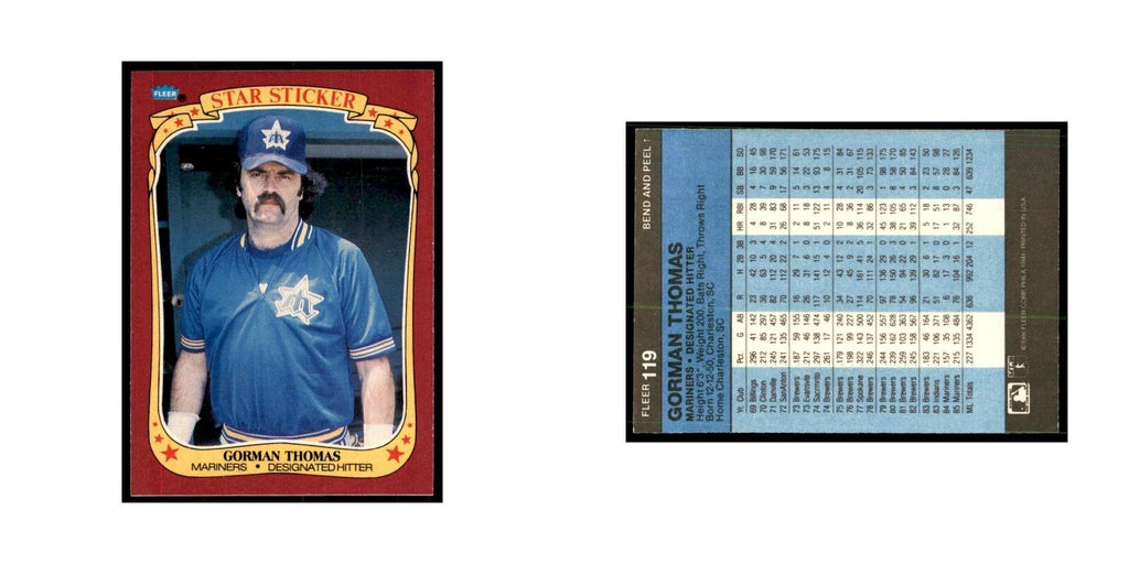1986 Fleer Star Stickers Gorman Thomas Baseball Cards #119