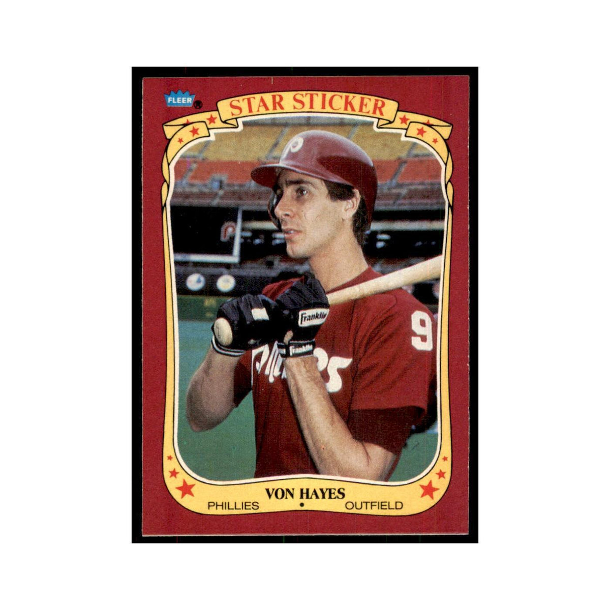1986 Fleer Star Stickers Von Hayes Baseball Cards #52