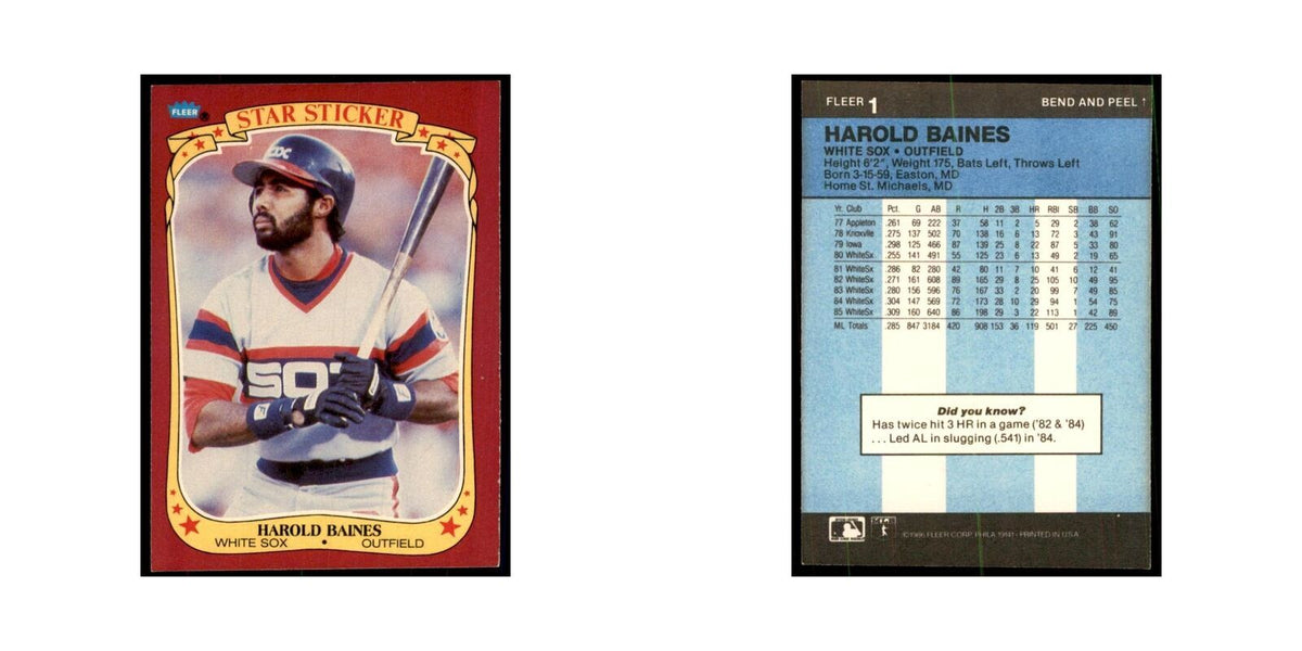 1986 Fleer Star Stickers Harold Baines Baseball Cards #1
