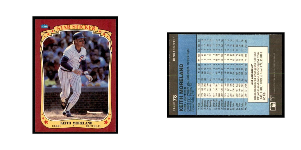1986 Fleer Star Stickers Keith Moreland Baseball Cards #78