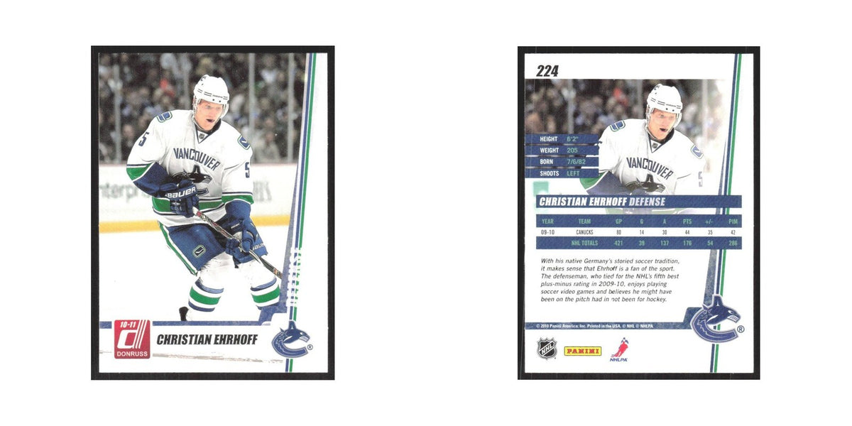 2010 Donruss Christian Ehrhoff Vancouver Canucks #224
