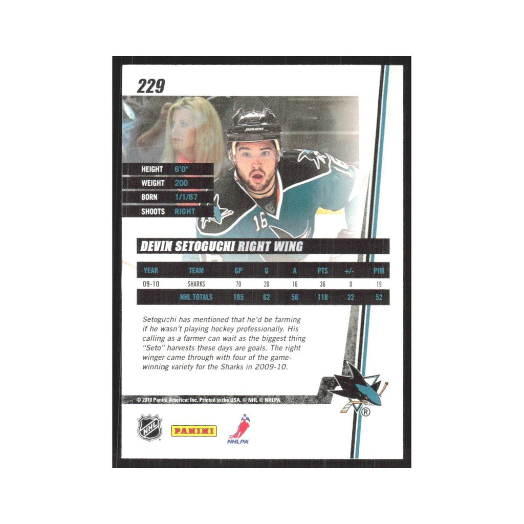2010 Donruss Devin Setoguchi San Jose Sharks #229