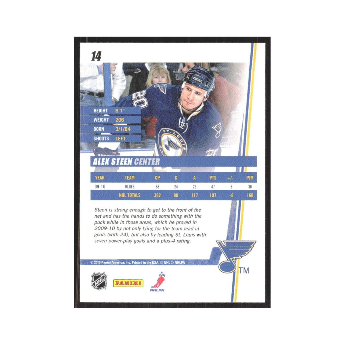 2010 Donruss Alexander Steen St. Louis Blues #14