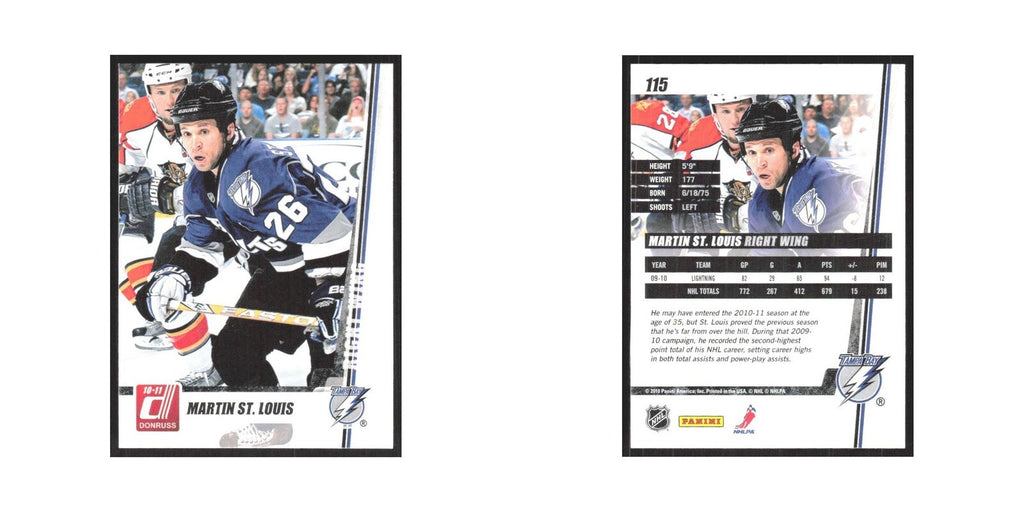 2010 Donruss Martin St. Louis Tampa Bay Lightning #115