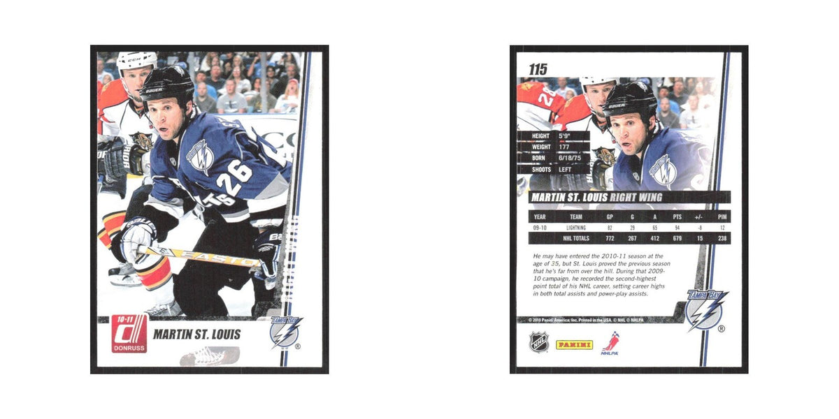 2010 Donruss Martin St. Louis Tampa Bay Lightning #115