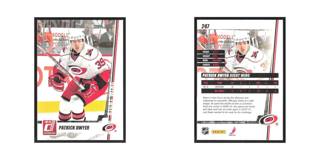 2010 Donruss Patrick Dwyer Carolina Hurricanes #247