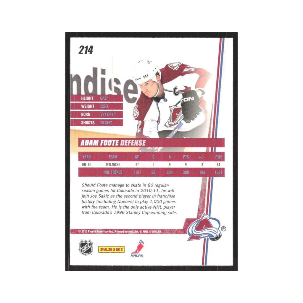 2010 Donruss Adam Foote Colorado Avalanche #214