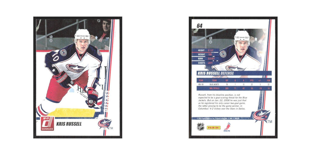 2010 Donruss Kris Russell Columbus Blue Jackets #64