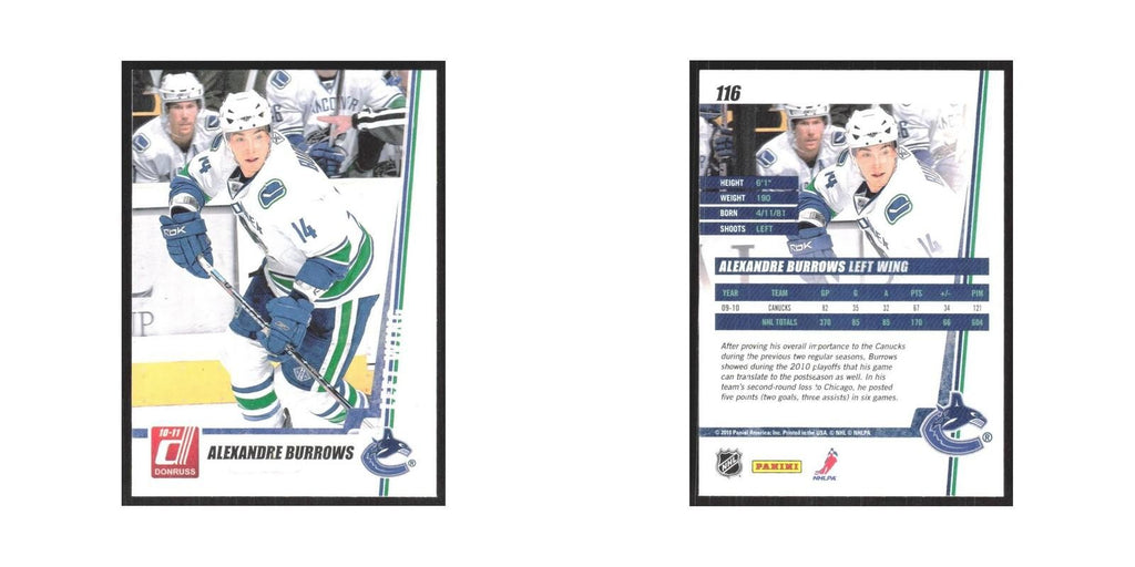 2010 Donruss Alexandre Burrows Vancouver Canucks #116