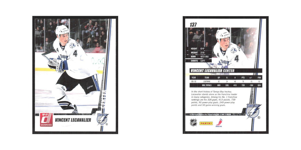 2010 Donruss Vincent Lecavalier Tampa Bay Lightning #137