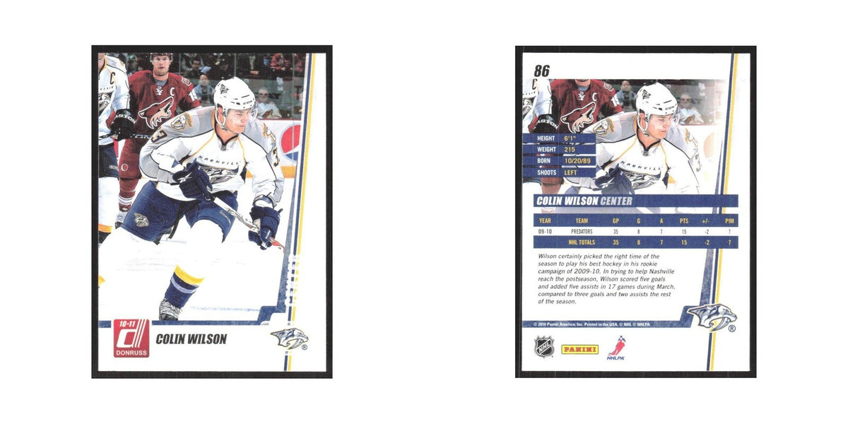 2010 Donruss Colin Wilson Nashville Predators #86