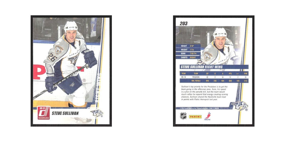 2010 Donruss Steve Sullivan Nashville Predators #203