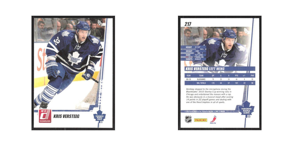 2010 Donruss Kris Versteeg Toronto Maple Leafs #217