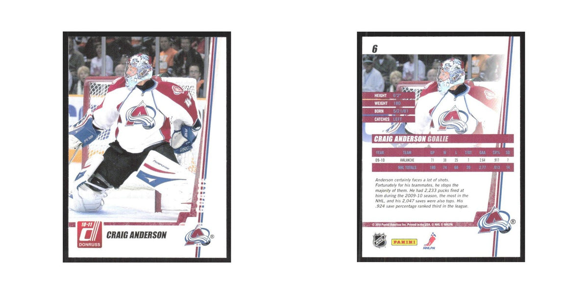 2010 Donruss Craig Anderson Colorado Avalanche #6