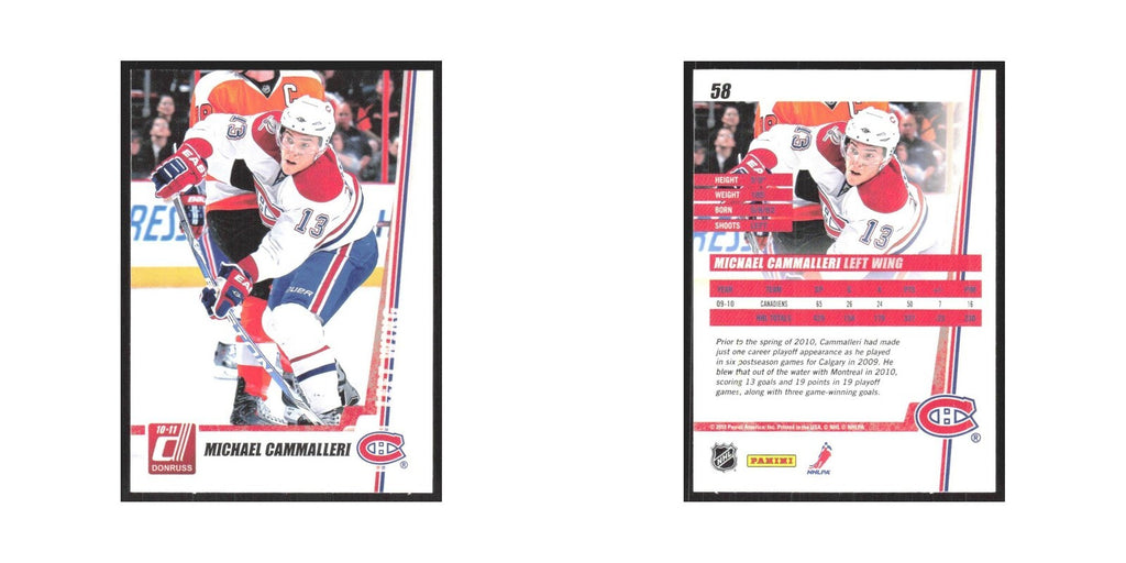 2010 Donruss Mike Cammalleri Montreal Canadiens #58