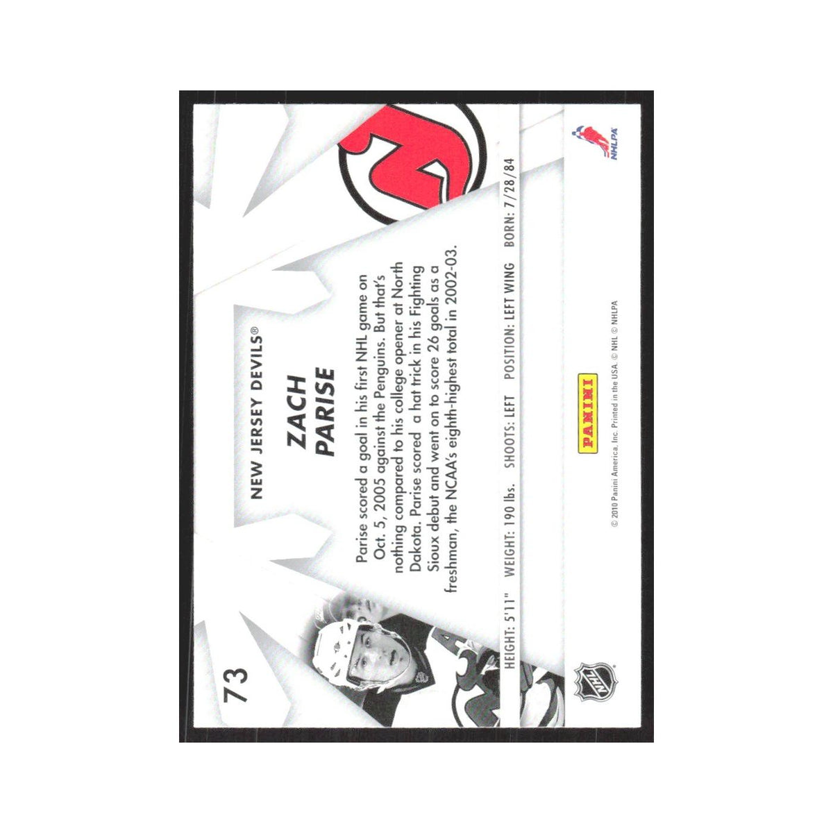 2010 Donruss Boys of Winter Zach Parise New Jersey Devils #73