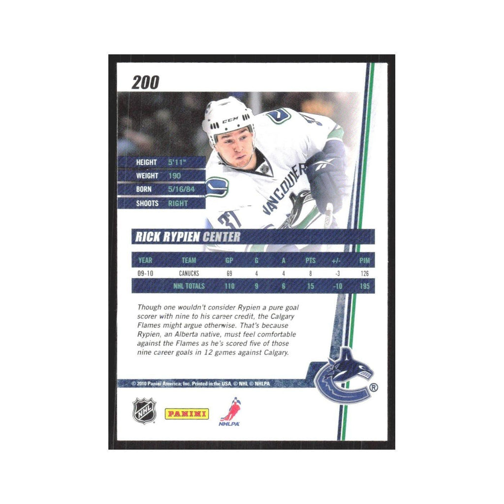 2010 Donruss Rick Rypien Vancouver Canucks #200