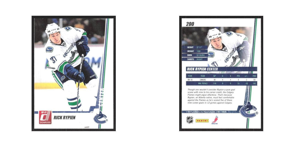 2010 Donruss Rick Rypien Vancouver Canucks #200