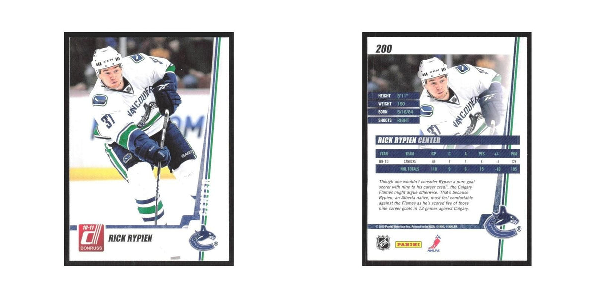 2010 Donruss Rick Rypien Vancouver Canucks #200