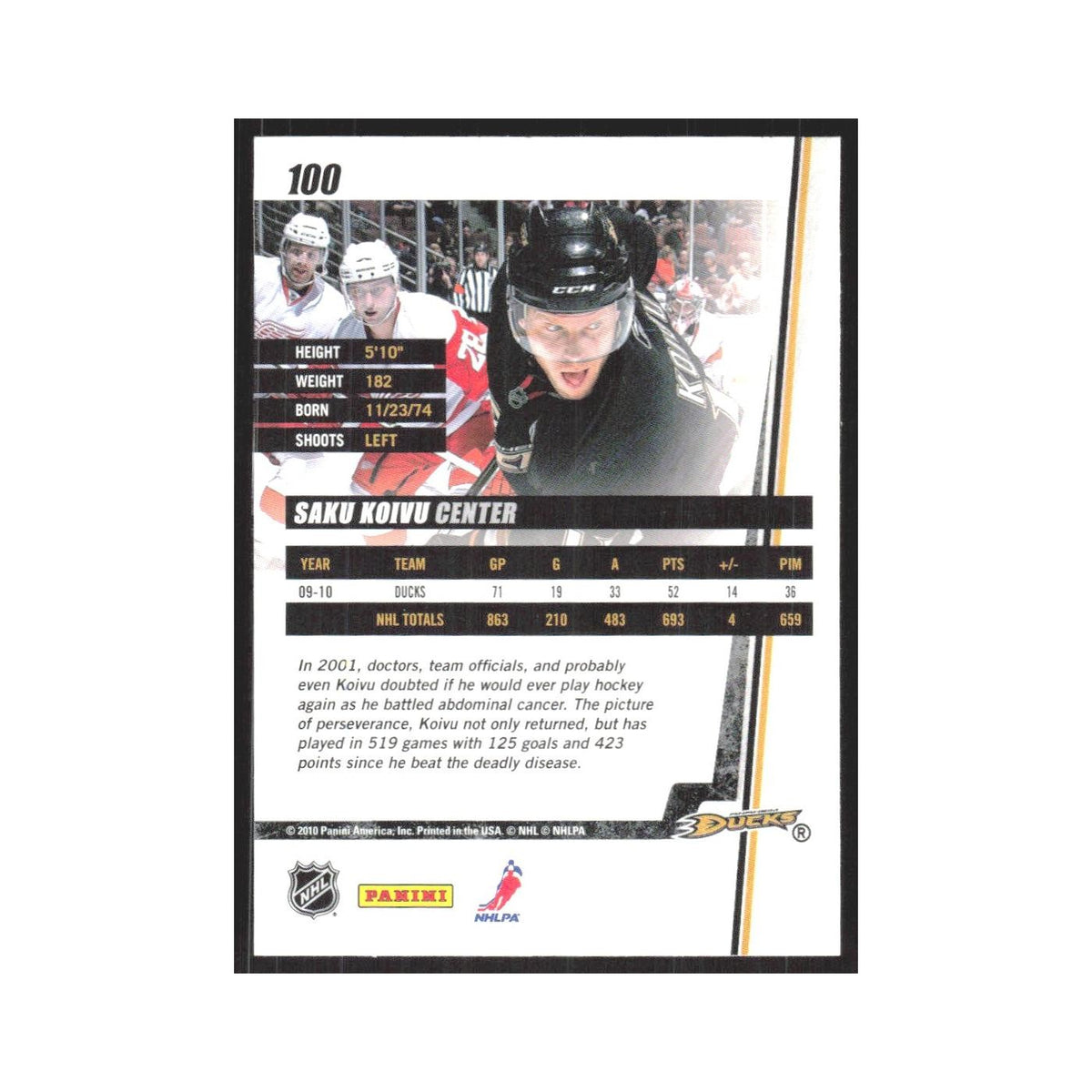 2010 Donruss Saku Koivu Anaheim Ducks #100