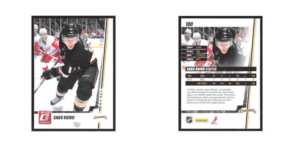 2010 Donruss Saku Koivu Anaheim Ducks #100