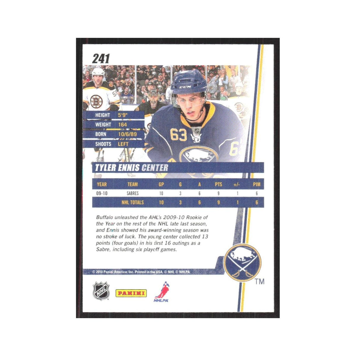 2010 Donruss Tyler Ennis Buffalo Sabres #241