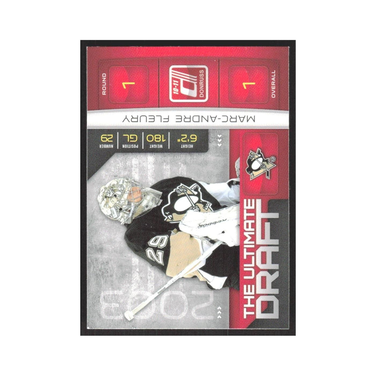 2010 Donruss The Ultimate Draft Marc-Andre Fleury Pittsburgh Penguins #1