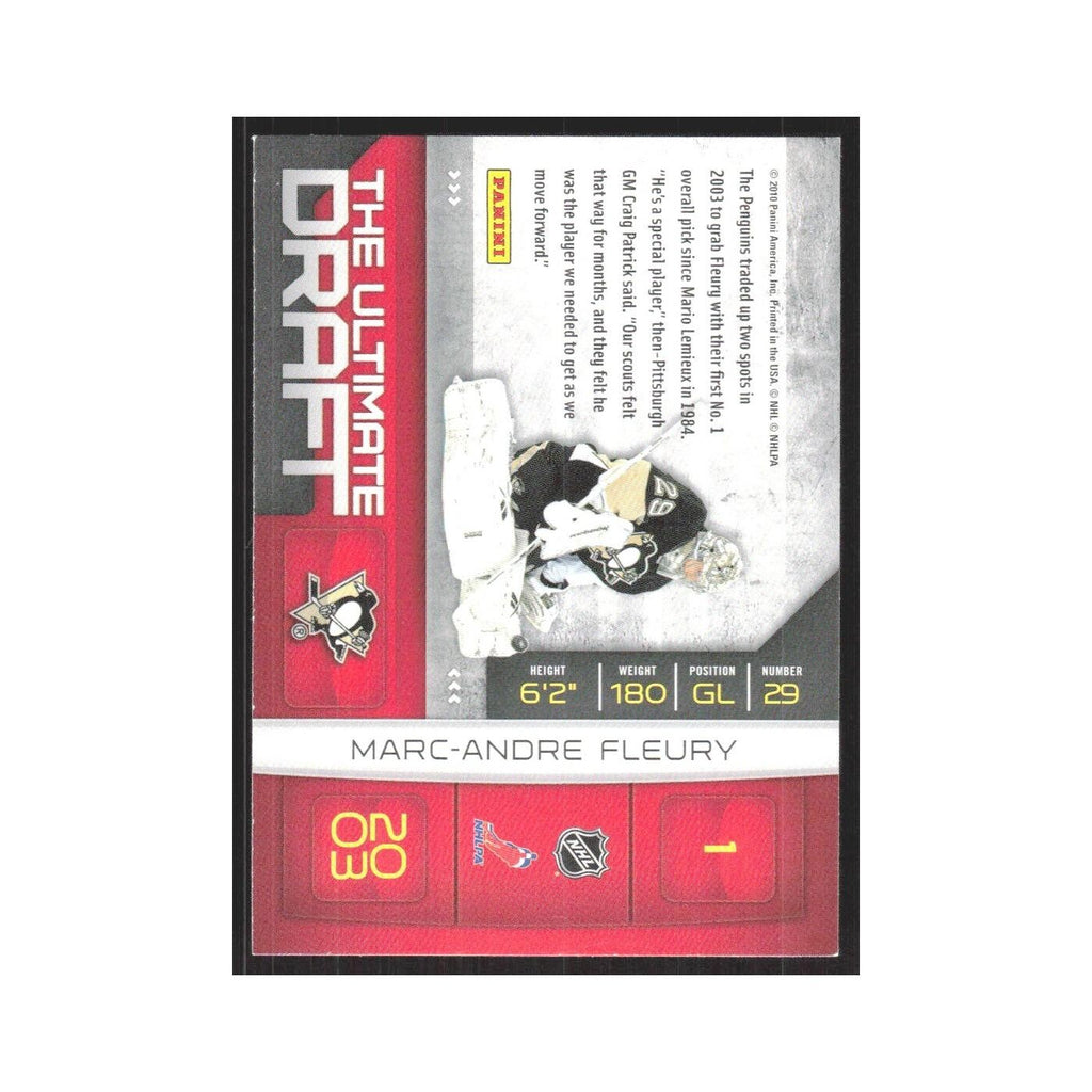 2010 Donruss The Ultimate Draft Marc-Andre Fleury Pittsburgh Penguins #1
