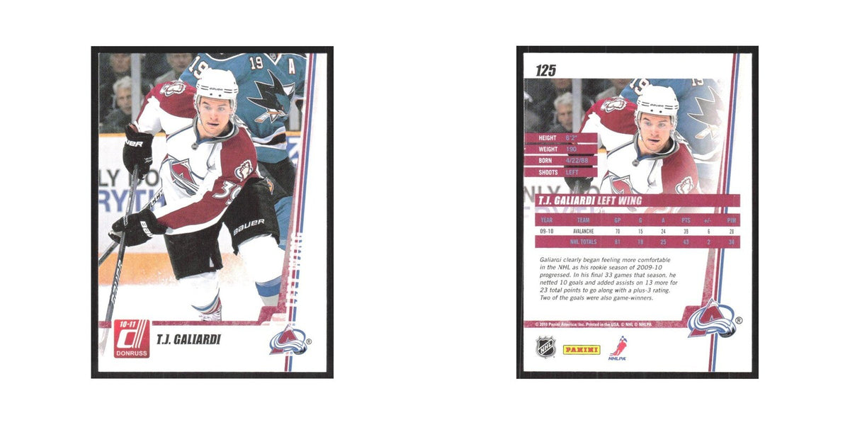 2010 Donruss T.J. Galiardi Colorado Avalanche #125