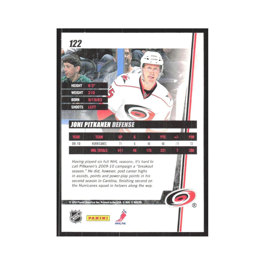 2010 Donruss Joni Pitkanen Carolina Hurricanes #122
