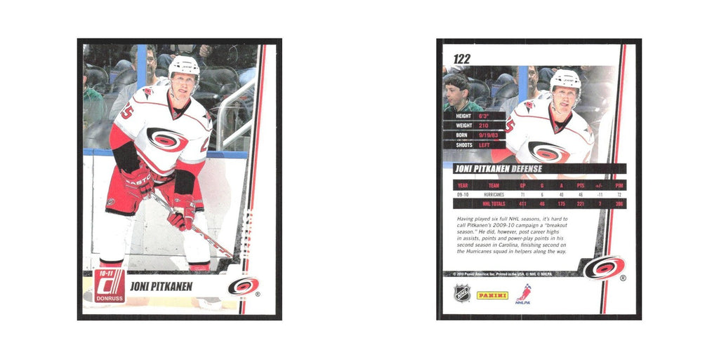 2010 Donruss Joni Pitkanen Carolina Hurricanes #122