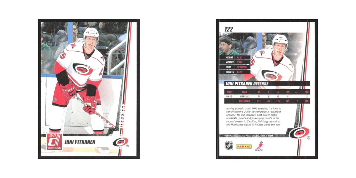 2010 Donruss Joni Pitkanen Carolina Hurricanes #122