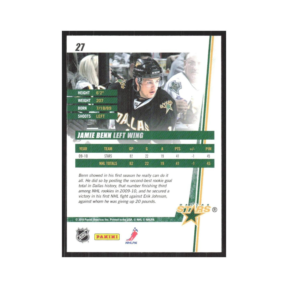 2010 Donruss Jamie Benn Dallas Stars #27