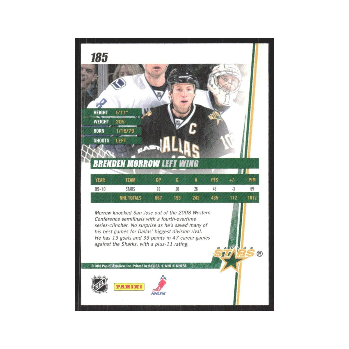 2010 Donruss Brenden Morrow Dallas Stars #185