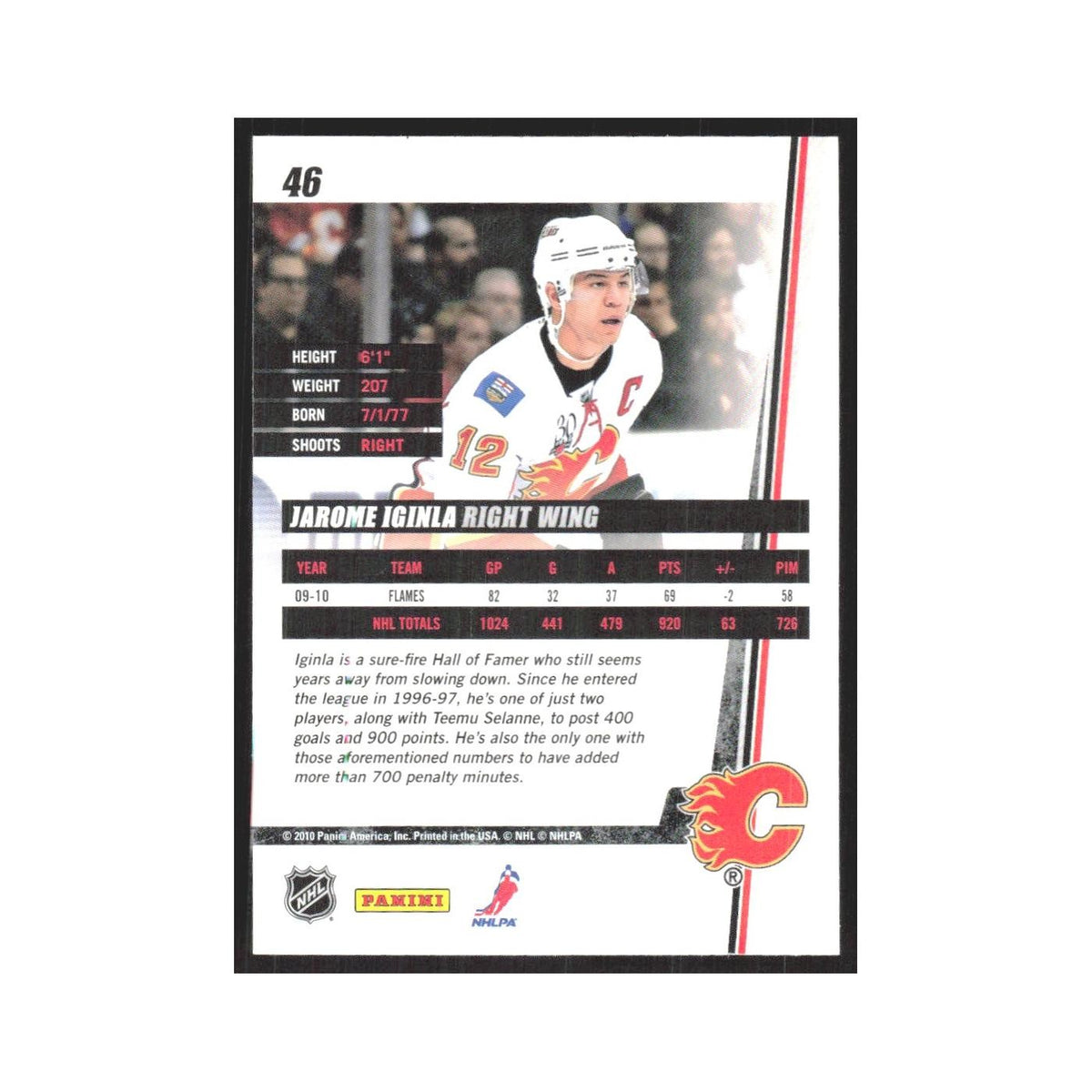 2010 Donruss Jarome Iginla Calgary Flames #46