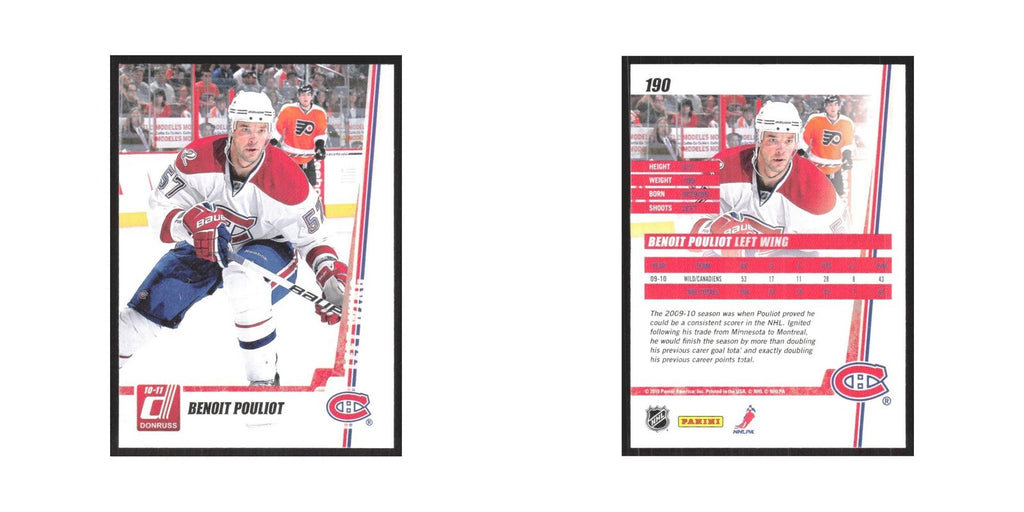 2010 Donruss Benoit Pouliot Montreal Canadiens #190