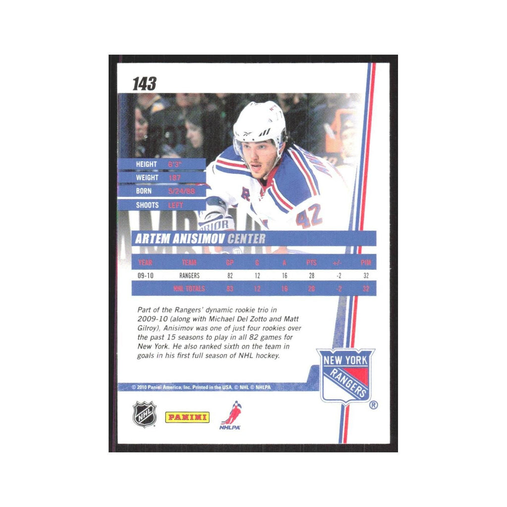 2010 Donruss Artem Anisimov New York Rangers #143