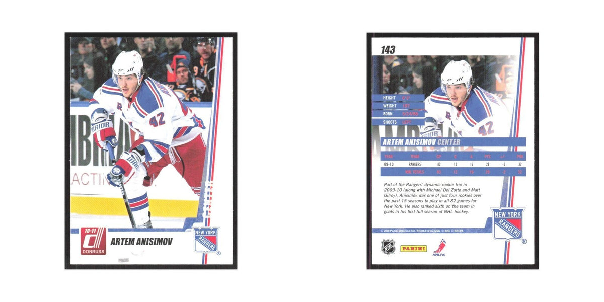 2010 Donruss Artem Anisimov New York Rangers #143