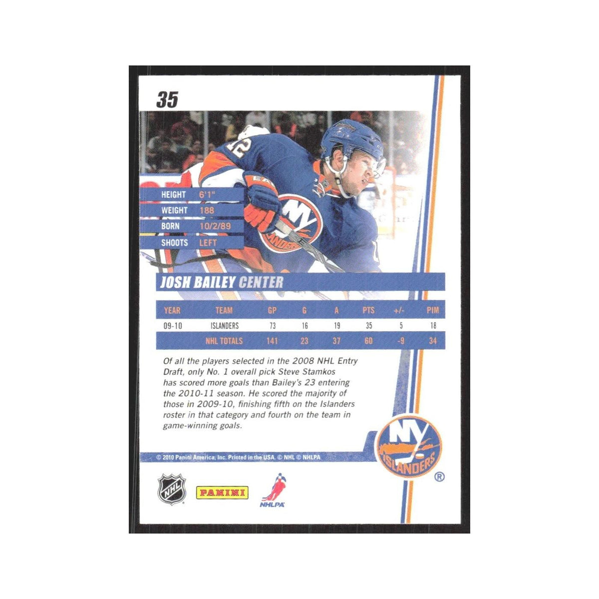 2010 Donruss Josh Bailey New York Islanders #35