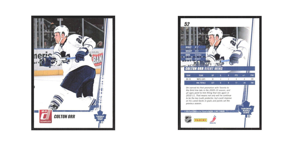 2010 Donruss Colton Orr Toronto Maple Leafs #52