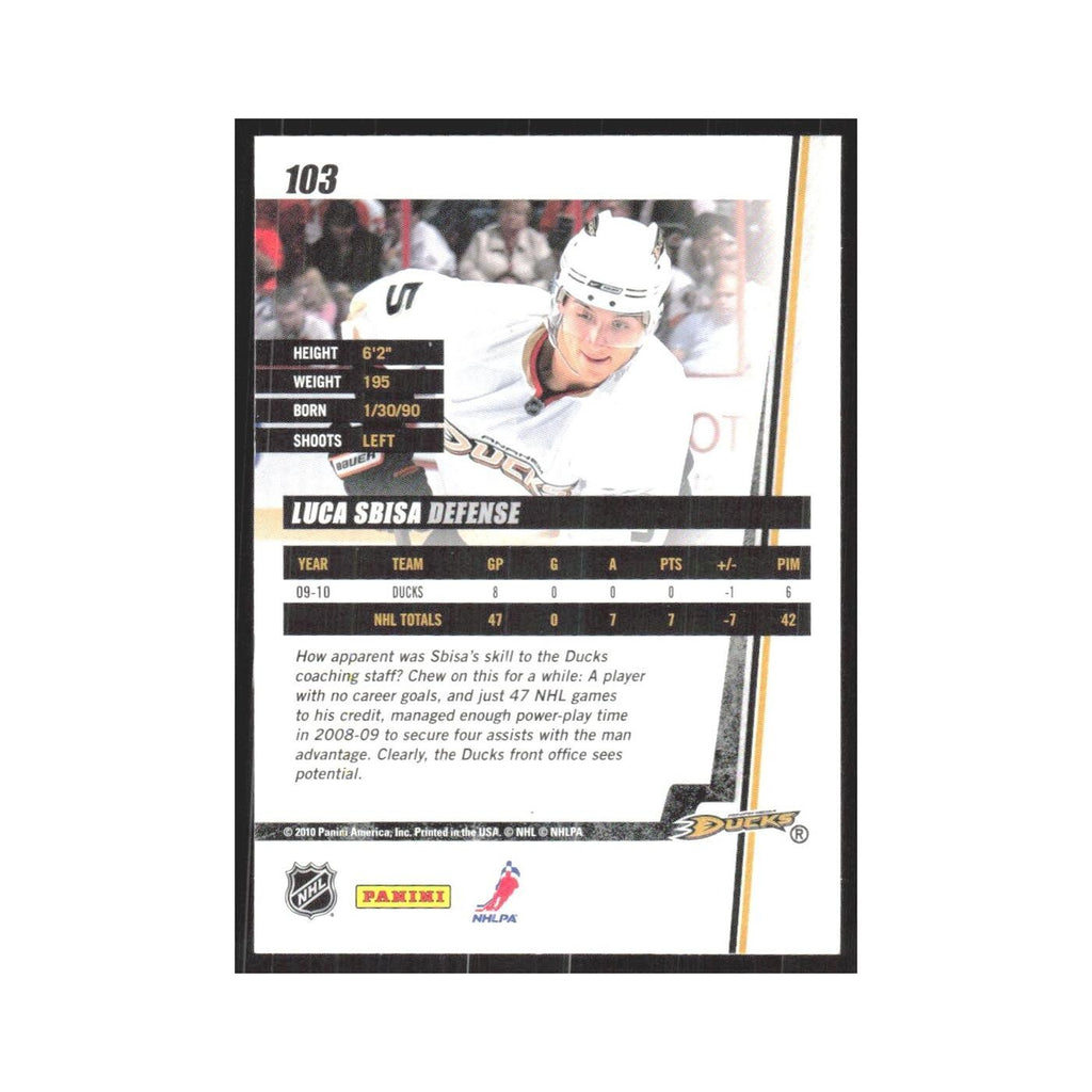 2010 Donruss Luca Sbisa Anaheim Ducks #103